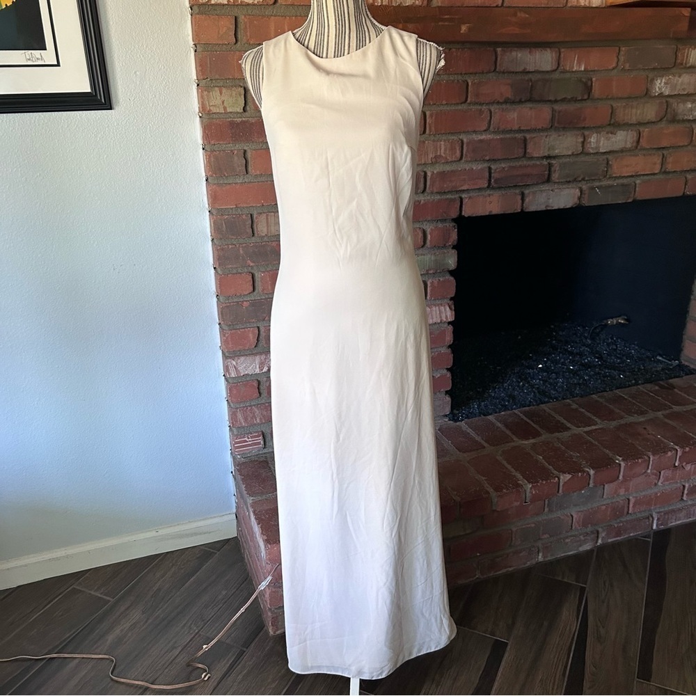 Fame and Partners Sleeveless Maxi Dress Side Slit in Ivory Sz 6